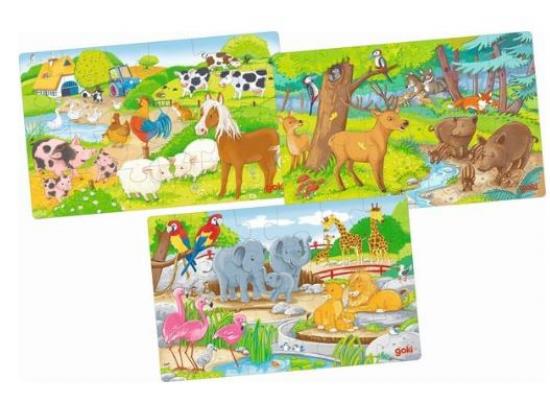 Puzzles Tiere 3x24 Teile Holz