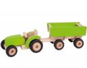 Holztraktor grün mit Anhänger