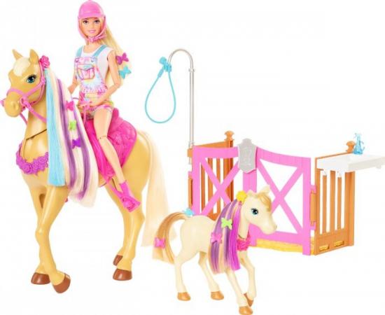 Barbie Spielset Puppe und zwei Pferde